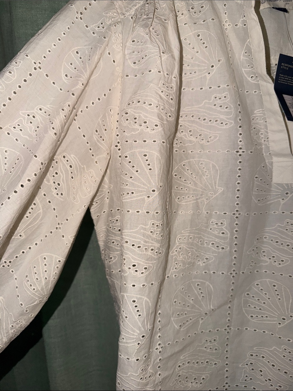 Universal Thread Cream Eyelet Split-Neck Blouse - Picture 5 of 5